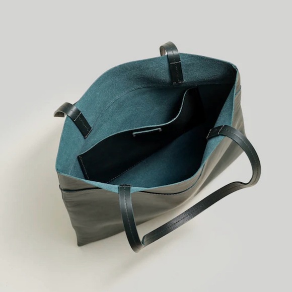 Madewell The Magazine Black Leather  Tote Bag Minimalist Business Casual - Picture 2 of 8